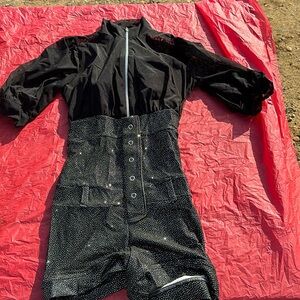 Kelle Dance Costume — Black and Silver Sparkle Romper